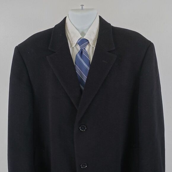 Calvin Klein Wool Cashmere Black 3‎ Button Overcoat 48R - Picture 1 of 12